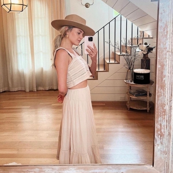 Aerie Crochet Textured Crop Sand Size Small - Picture 2 of 11